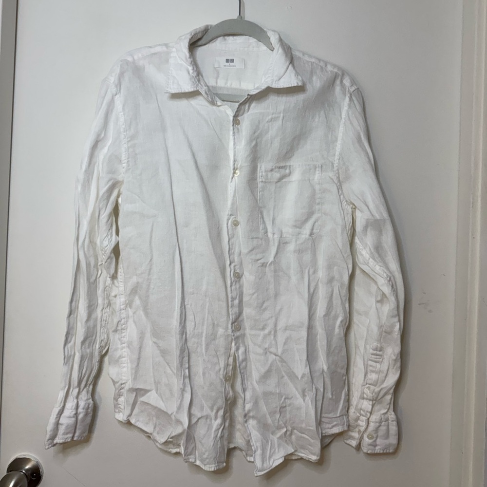 Linen Button Down Shirt - Uniqlo - L